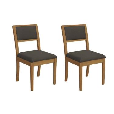 Imagem de Cadeira De Cozinha Alice 2cmm006ca Premium Madeira Maciça Kit 2 Un Carvalho-boucle Chocolate - Kappesberg