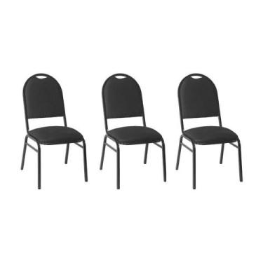 Imagem de Kit Com 3 Cadeiras De Auditório-escritório Estofadas 44cm Multimóveis 