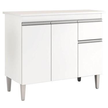 Imagem de Balcão De Cozinha Tatiane Com Tampo 100cm Branco Brilho - Ajl