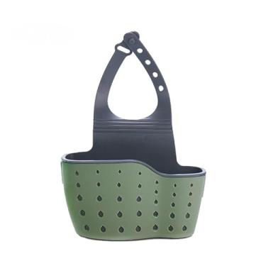 Imagem de Cesta de armazenamento suspensa para torneira de pia, organizador multiuso para esponjas, escovas e utensílios de cozinha (verde)