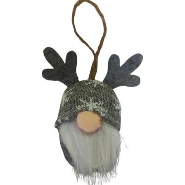 Imagem de KINDU Gnomo Natalino Decorativo, 14 cm, Chapéu com Chifres de Rena, Artesanal, Pendurar, Estilo Nórdico, Decoração de Natal (Cinza)