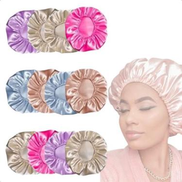 Imagem de Kit 12 Touca De Cetim Anti Frizz De Dormir Toque De Seda - NoBrand