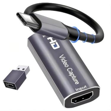 Imagem de Placa de captura HDMI 4K TypeC, placa de captura de vídeo Cam Link HDMI para 1080P Tipo-C para sistema Windows Mac OS para transmissão de reuniões de jogos com adaptador USB C para ajustar PS3 4