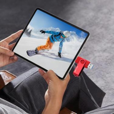 Imagem de Pen drive USB tipo C de 128 GB, USB 3.0/USB-C 2 em 1, OTG giratório, pen drive, armazenamento de dados, pendrive, pen drive para smartphones/tablets/PC (vermelho)