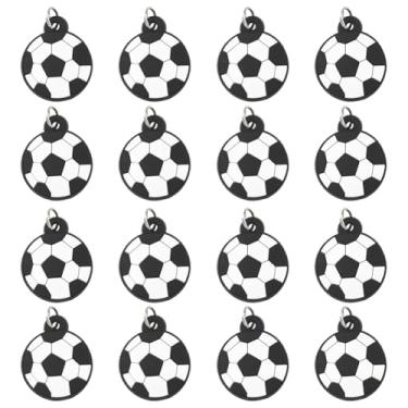 Imagem de SUNNYCLUE Pingentes esportivos focais esportivos de silicone 80 peças de bolas esportivas de borracha macia com tema de cinco ligas de futebol na Europa, pingentes para fazer joias, colar, chaveiro