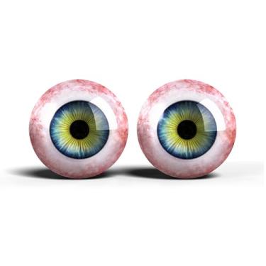 Imagem de Olhos de artesanato de vidro realistas de 2,5 cm, design de íris humana azul e cinza, conjunto de 2 peças, suprimentos para taxidermia e fabricação de bonecas - ONE POLEGADAS 25 mm (22-25)