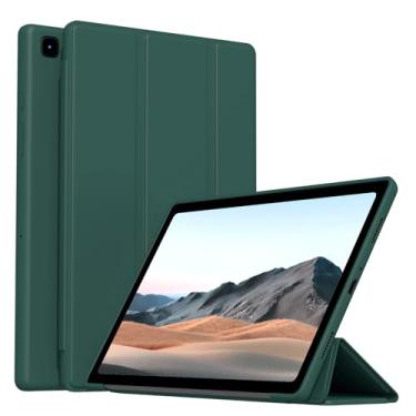 Imagem de Ocricll Capa para Samsung Galaxy Tab A7 10,4 polegadas 2022/2020 (modelo: SM-T503/T509/T500/T505/T507), capa fina e leve com suporte de três dobras com revestimento traseiro de TPU macio, verde escuro