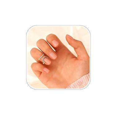 Imagem de Anéis de dedo femininos com strass, anéis empilháveis na ponta dos dedos, joias de casamento, formatura, festa, Metal, Sem pedras preciosas