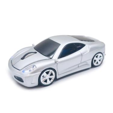 Imagem de Mouse de carro sem fio para computador, receptor USB 2,4 G, ajustável 1600DPI, design de carro esportivo legal, Plug & Play, compatível com laptop, PC, Mac, Windows Linux, para meninos e homens (prata