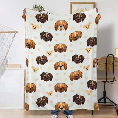 Imagem de Snowmolle Cobertor fofo de cachorro para decoração de sofá de casa, cobertor fofo aconchegante de corações bege, manta decorativa de flanela de lã para sofá, sala de estar, viagem, acampamento, soneca
