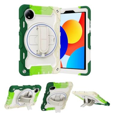 Imagem de Capa para Xiaomi Redmi Pad SE 8,7 polegadas com suporte giratório, alça de ombro alça de mão à prova de choque capa protetora para Redmi Pad SE 22.1 cm 4G 2024 (verde arco-íris)
