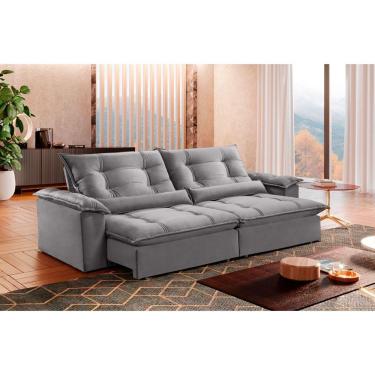 Imagem de Sofá Retrátil E Reclinável Apolo 2,50m 4 Lugares Prata