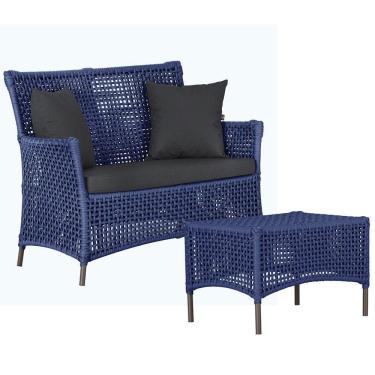 Imagem de Sofá E Mesa Igapó 2 Lugares Varanda Jardim Piscina Aluminio Azul