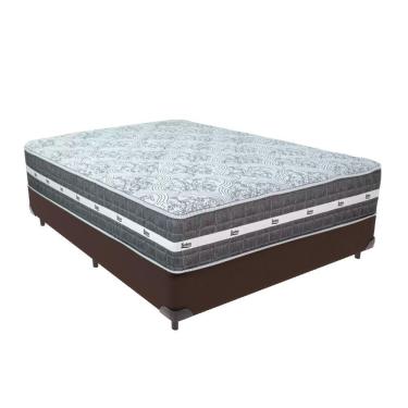 Imagem de Cama Box Marrom E Colchão Black Graphite Molas Ensacadas Casal 138x188x27 Anjos