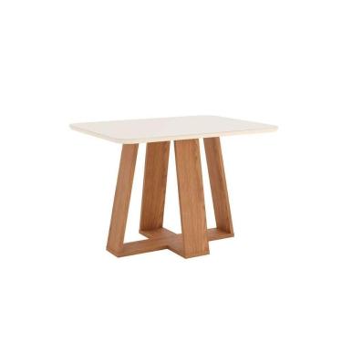 Imagem de Mesa de Sala Jantar Lins SC89 c/Tampo Madeirado Vidro Curvo 120x80cm Nature/Off White - Henn
