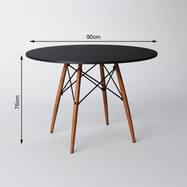 Imagem de Mesa De Jantar Com 4 Cadeiras 2 Pretas E 2 Brancas 90Cm Tampo Preto Base Madeira Cor: Preto