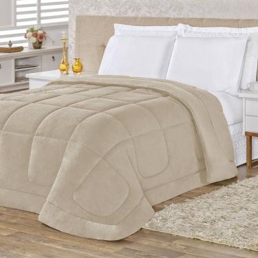 Imagem de Coberdrom 100% Algodão Malha Com Manta Microfibra Queen 01 Peça - Caqui