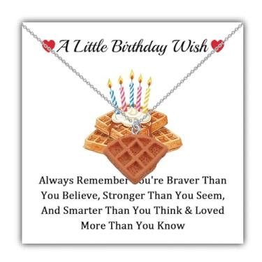 Imagem de WUSUANED Colar de aniversário Waffle, panquecas, presente, lanche, comida, joias, leque de waffle, presente de confeitaria, Large, Cobre, Sem Pedra Preciosa