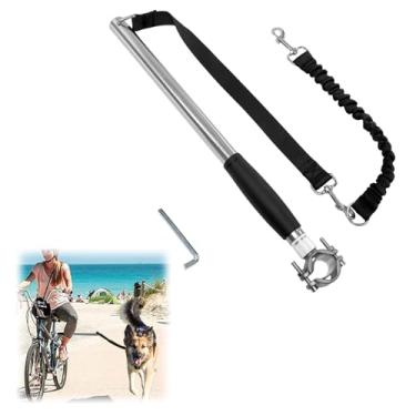 Imagem de Coleira de bicicleta para cães mãos livres – acessório de bicicleta resistente com conexão rápida e corda amortecedora, guia adequada para cães médios e grandes – ciclismo, corrida, exercícios ao ar