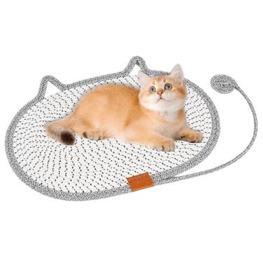 Imagem de Rrlihjgu Tapete Arranhador Para Gatos - Tapete Para Gatos Arranhar Com Corda de Algodão e Brinquedo | Cama Para Animais Para Arranhar Treinar Caçar Simular Exercitar Brincar,Estimulação Mental e