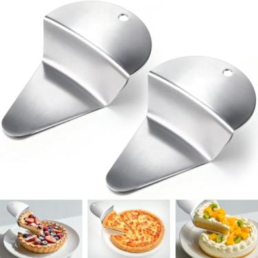 Imagem de Pacote com 2 espátulas de torta de aço inoxidável, espátula antiaderente de primeira peça, espátulas de servidor de tortas fáceis de limpar para fatias, bolos e sobremesas