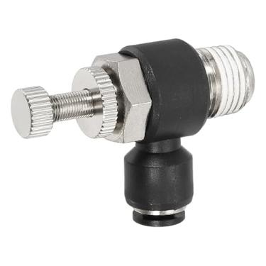 Imagem de PATIKIL Válvula de controle de fluxo de ar pneumática, tubo de 5/32 polegada OD x rosca NPT macho de 1/4 polegada, adaptador de válvula de interruptor de cotovelo de 90 graus, encaixe de linha de ar