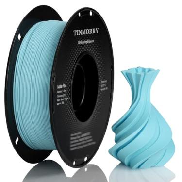 Imagem de TINMORRY Filamento PLA fosco de 1,75 mm, filamento de impressora 3D de superfície fosca, compatível com impressoras 3D Bambu Lab FDM, carretel de 1 kg (1 kg), azul claro fosco