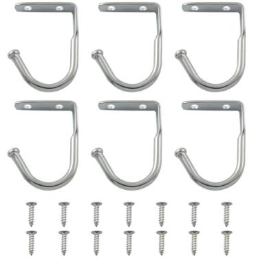 Imagem de XGNG 6 peças de ganchos curvados de aço inoxidável sobre a prateleira talheres rack de metal sob a prateleira ganchos de casaco para armários de cozinha banheiros para pendurar copos, colheres