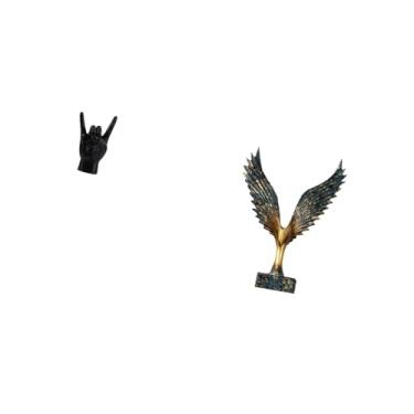 Imagem de Fenteer Escultura de Estátua de Gesto de Mão de Pedra, Artesanato Criativo de Sinal de Mão, Ornamento de Asa Aberta de Resina, Escultura de Dedo Decorativa Pa