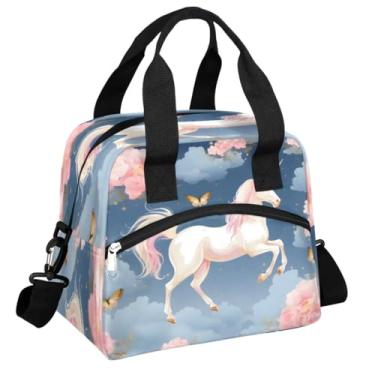Imagem de Lancheira isolada para mulheres, homens, adultos, reutilizável, impermeável, à prova de vazamento, lancheira unicórnio animal, borboleta, grande, refrigeradora, lancheira, bolsas, bolsa de preparação