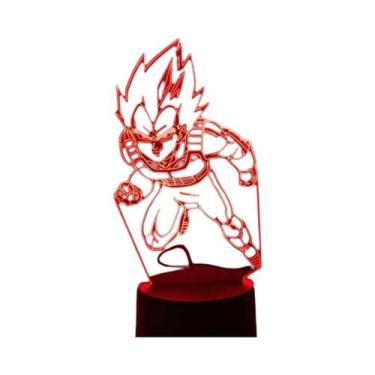 Imagem de Luminária LED Super Saiyan Goku Com Suporte De Acrílico, Decoração De 