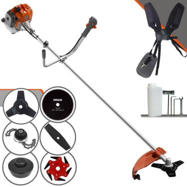 Imagem de Roçadeira Cortador de Grama Tekna RL520ACNTK À Gasolina 2T 52cc 2HP 6 Opções de Corte Com Facas 2 Pontas, 3 Pontas, 6 Pontas, 80 Dentes e Trimmer