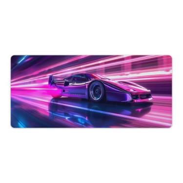 Imagem de HouLaiZhe Tapete de mouse para jogos Future Technology Sports Car Neon Grande Base de borracha antiderrapante Laptop Acessórios de Computador Suprimentos Bloco de Escrita para Escritório Casa 40 x 90