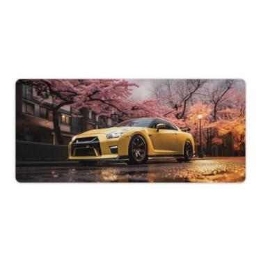 Imagem de Amarelo R35 Cherry Blossoms Reflexão JDM Mesa Mesa Mouse Pad Antiderrapante Grande Material de Escritório Tapete de Mesa Impermeável Borracha Mesa Escrita Pad para Escritório Jogo Casa 40 x 90 cm