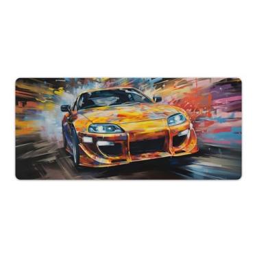 Imagem de Pintura a óleo arte Sup JDM mesa mesa pad mouse pad antiderrapante grande material de escritório tapete de mesa impermeável borracha mesa mesa pad para escritório jogo casa 40 x 90 cm