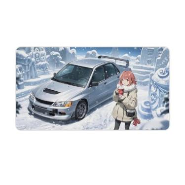 Imagem de HouLaiZhe Anime Girl JDM Lancer Winter Large Gaming Mouse Pads Tapete de Mesa Base de Borracha Antiderrapante Laptop Acessórios de Computador Suprimentos Bloco de Escrita para Escritório Casa 40 X 75