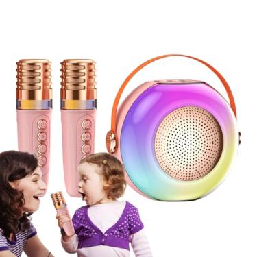 Imagem de Karaokê para Crianças - Caixa de Player de Música com Dois Microfones | Pequeno De Karaokê Com Luzes - Para Casa Festas De Aniversário Reuniões Familiares Celebrações De Feriados Fins De