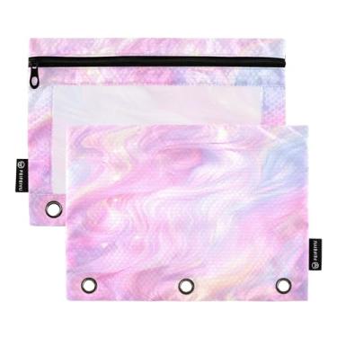 Imagem de Wassud Pacote com 2 pastas de fichário abstrato fumê com 3 furos, pasta organizadora de arquivos para casa, escritório