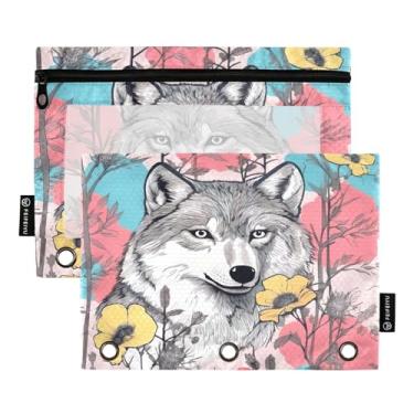 Imagem de Wassud Gray Wolf Pacote com 2 pastas para fichário com 3 furos, pasta organizadora para casa, escritório