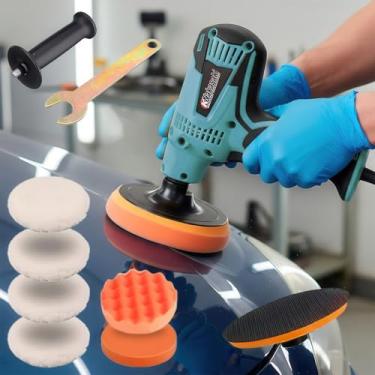 Imagem de Politriz e Lixadeira Elétrica Multifunções Automotiva 6 velocidades 4500rpm Profissional 5 Polegadas 900w (220V Amarelo)