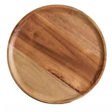 Imagem de FENNYYAR Palete de madeira maciça prato de sobremesa doméstico, 25 cm 9,8 polegadas, ornamento sala de estar, prato de frutas, bandeja de lanche