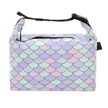 Imagem de STAYTOP Linda lancheira com escamas de sereia com fivela de alça, lancheira isolada para meninos e meninas, lancheira térmica para trabalho escolar