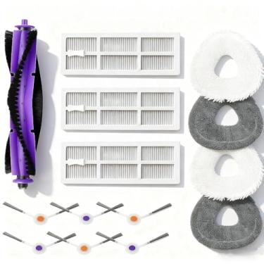 Imagem de Acessórios de peças de reposição compatíveis com Narwal Freo Robot Vacuum 6 escovas laterais, 4 panos de limpeza, 3 filtros HEPA, 1 escova de rolo conjunto de acessórios de manutenção multifuncional