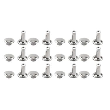 Imagem de Pssopp 100 Peças Rebites de Couro Com Tampa Dupla Pequena, Rebites Com Pontas de Parafuso Tubulares de Metal Com Kit de Ferramentas de Configuração para Decoração de Reparos Artesanais (SILVER)