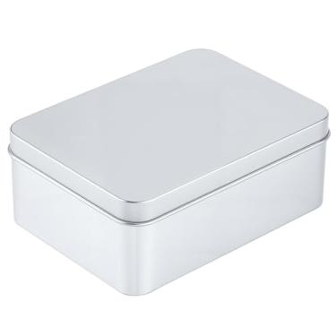 Imagem de CREATCABIN Caixa de armazenamento de metal com tampas retangulares vazias recipientes de folha de flandres prata portátil caixa de metal multiuso para artesanato, joias, biscoitos, estojo de lápis 12