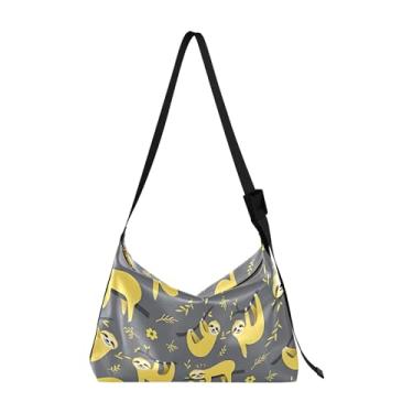 Imagem de Bolsa tiracolo feminina coral Hobo grande bolsa tiracolo premium com estampa animal bolsa de ombro, Lindo design de preguiça amarela