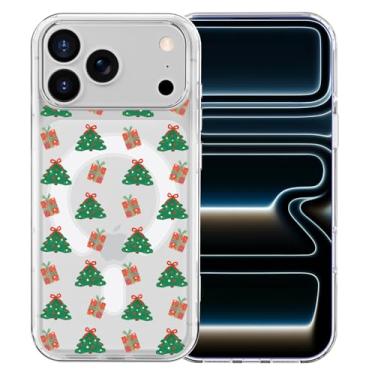 Imagem de MAYCARI Capa para iPhone 16, lindas árvores de Natal, presentes de inverno, capa magnética transparente para celular, compatível com MagSafe, capa protetora de celular macia e transparente à prova de