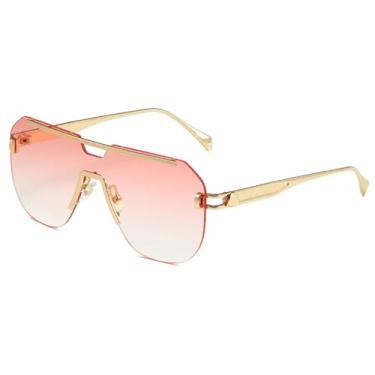 Imagem de HCPIHF Óculos de sol grandes femininos, fashion, com lentes degradê, peça única, masculino, UV400, retrô, para áreas externas (C04)