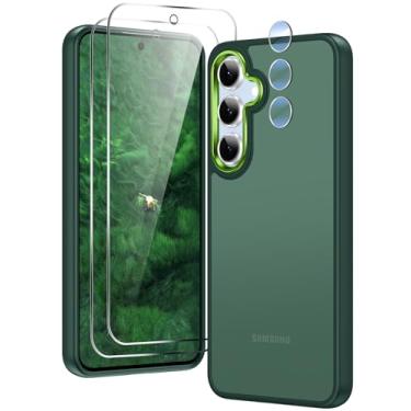 Imagem de Capa de telefone compatível com Samsung Galaxy S24-FE: capas para Samsung S24 FE, capa protetora rígida anti-impressão digital, capa fina para S24 FE, verde