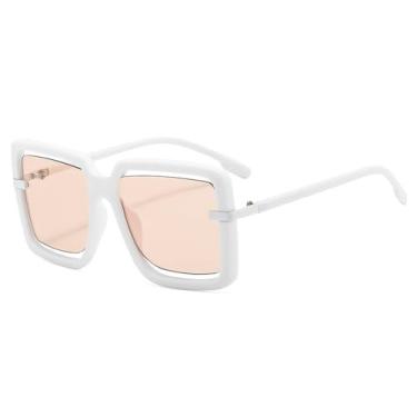 Imagem de Óculos de Sol UV400 - Cores Vibrantes, Tamanho Grande e Vazado, para Homens e Mulheres, Esportes ao Ar Livre, Corrida e Ciclismo, Branco